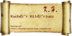Kuchár Hiláriusz névjegykártya